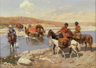 Nehri Geçerken (tuval üzerine yağlıboya) by Franz Alekseevich Roubaud