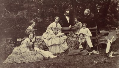 [Bir Bahçede Dört Kadın, İki Erkek ve Üç Çocuğun Grup Portresi], 1850