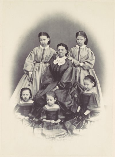 [Beş Kızla Çevrili Oturan ve Ayakta Duran Oturan Bir Kadının Portresi], 1850