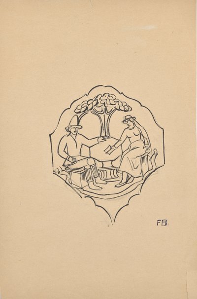 Köylü çifti (bir mobilyanın köşebent dolgusu?) by Franz Barwig d. Ä.