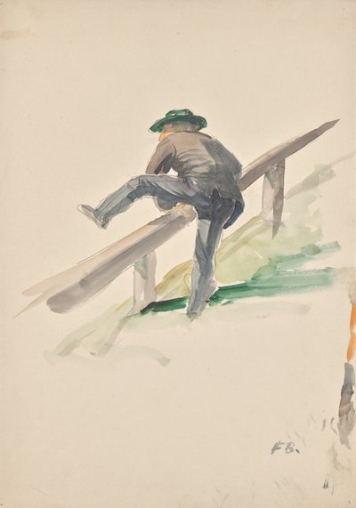 Korkuluk üzerinden tırmanan adam by Franz Barwig d. Ä.