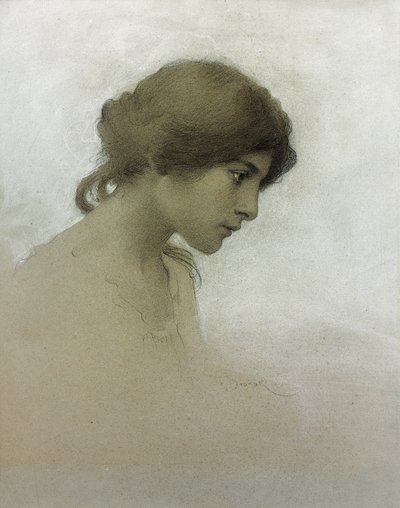Bir Kızın Başı (kağıt üzerinde kurşun kalem ve tebeşir) by Franz Dvorak