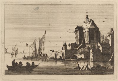 Ön Planda Kayık Olan Bir Girişte Kilise by Franz Edmund Weirotter