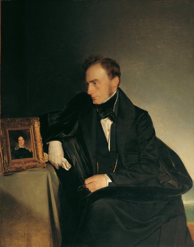 Ressam Franz Wipplinger ölen kız kardeşinin minyatür portresine bakıyor by Franz Eybl