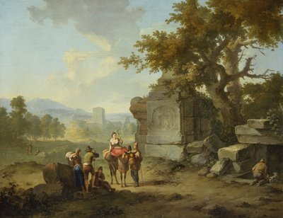 Gezginlerle Rustik Manzara (bir çift) by Franz Ferg