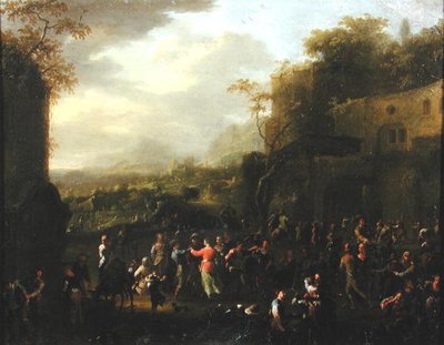 Düğün Dansı (panelde yağlı boya) by Franz Ferg