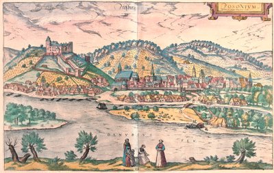 Bratislava = Presbourg, Slovakya (gravür by Franz Hogenberg