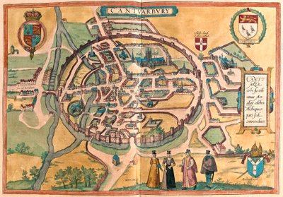 Canterbury, İngiltere (gravür by Franz Hogenberg