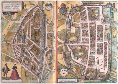 Chartres ve Chateaudun, Fransa (gravür by Franz Hogenberg
