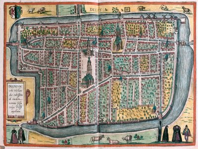 Delft, Hollanda (gravür by Franz Hogenberg