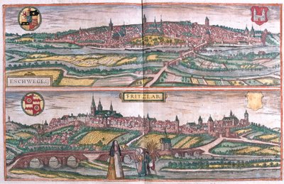 Eschwege ve Fritzlar, Almanya (gravür by Franz Hogenberg