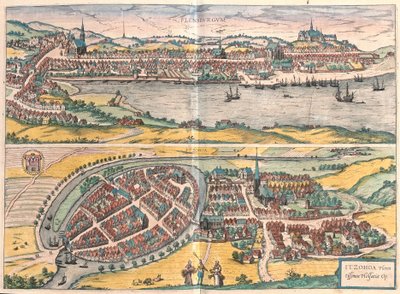 Flensburg ve Itzehoe, Almanya (gravür by Franz Hogenberg