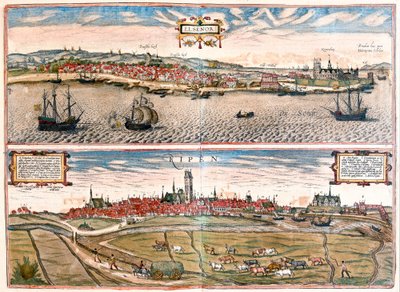 Helsingor ve Ribe, Danimarka (gravür by Franz Hogenberg