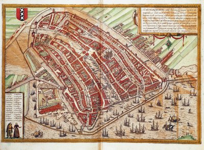 Amsterdam haritası (gravür by Franz Hogenberg