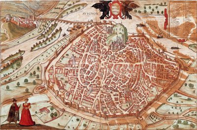 Avignon Haritası - Fransa (gravür by Franz Hogenberg