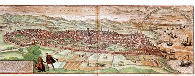 Barselona Haritası - İspanya (gravür by Franz Hogenberg