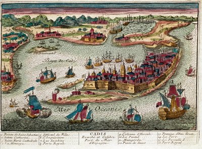 Cadiz - İspanya haritası (gravür by Franz Hogenberg