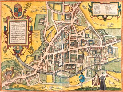 Cambridge (Cantebrigia), İngiltere haritası (gravür by Franz Hogenberg