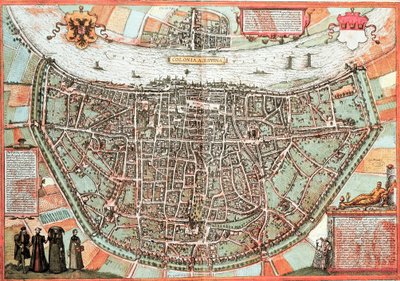 Köln - Almanya haritası (gravür by Franz Hogenberg