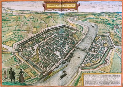 Frankfurt Haritası (Francofordia), Almanya (gravür by Franz Hogenberg