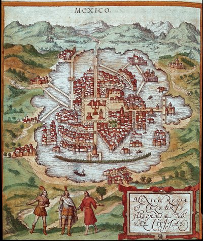 Meksika Haritası (gravür by Franz Hogenberg