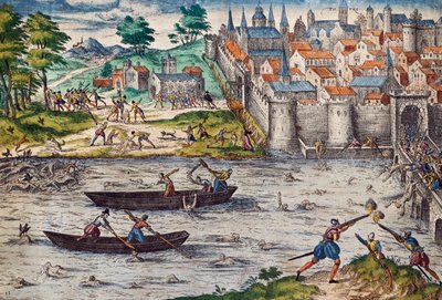 Tur Katliamları, Temmuz 1562'de Huguenotlara Karşı Din Savaşları sırasında, gravür Franz Hogenberg (1535-1590), Fransa by Franz Hogenberg
