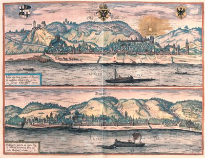 Oberwesel ve Boppard, Almanya (gravür by Franz Hogenberg