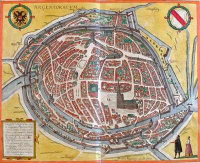 Strasbourg (Argentoratum), Fransa Haritası (gravür by Franz Hogenberg