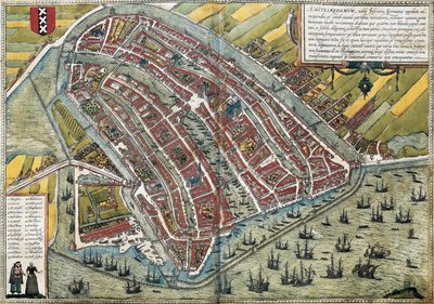 Amsterdam Planı (Amstelredamum), Hollanda by Franz Hogenberg