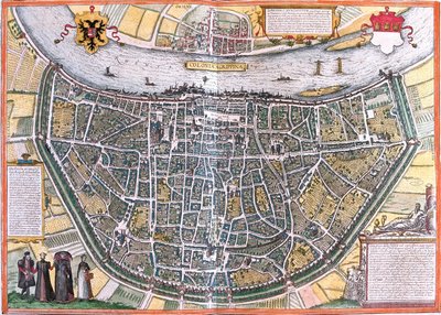 Köln Planı (Colonia Agrippa), Almanya (gravür by Franz Hogenberg