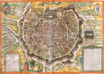 Milano Planı (Mediolanum), İtalya (gravür by Franz Hogenberg