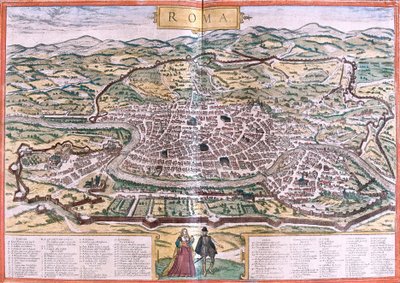 Roma Planı (Roma), İtalya (gravür by Franz Hogenberg