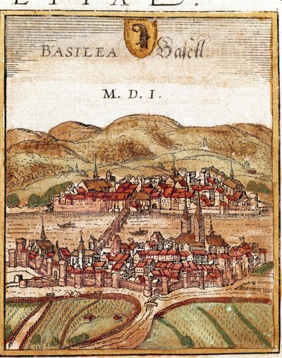 Basel - İsviçre manzarası (gravür by Franz Hogenberg