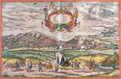 Granada, İspanya'nın görünümü (gravür by Franz Hogenberg