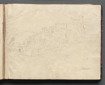 Roma ve Çevresinden Görünümler Albümü, Manzara Çalışmaları, sayfa 02a: "Olevano" by Franz Johann Heinrich Nadorp