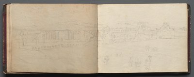 Roma ve Çevresi Manzaralı Albüm, Peyzaj Çalışmaları, sayfa 08b ve 09 a: Roma'nın panoramik manzarası by Franz Johann Heinrich Nadorp