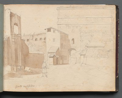 Roma ve Çevresi Manzaralı Albüm, Peyzaj Çalışmaları, sayfa 11a: Porta Maggiore. by Franz Johann Heinrich Nadorp