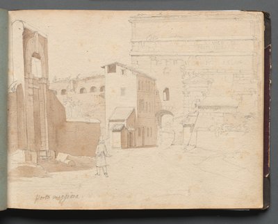 Roma ve Çevresi Manzaralı Albüm, Peyzaj Çalışmaları, sayfa 11a: "Porta Maggiore" by Franz Johann Heinrich Nadorp