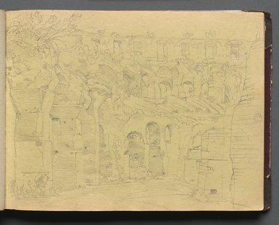 Roma ve Çevresi Manzaralı Albüm, Peyzaj Çalışmaları, sayfa 12a: Roma kalıntıları. by Franz Johann Heinrich Nadorp