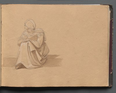 Roma ve Çevresi Manzaralı Albüm, Peyzaj Çalışmaları, sayfa 19a: Oturan Kadın Figürü. by Franz Johann Heinrich Nadorp