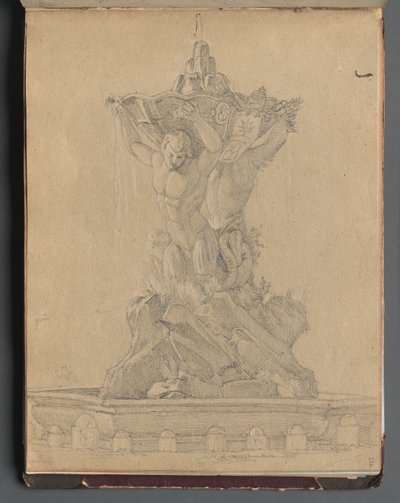 Roma ve Çevresi Manzaralı Albüm, Peyzaj Çalışmaları, sayfa 21a: Roma Çeşmesi by Franz Johann Heinrich Nadorp
