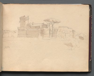 Roma ve Çevresi Manzaralı Albüm, Peyzaj Çalışmaları, sayfa 28a: Ostia . by Franz Johann Heinrich Nadorp