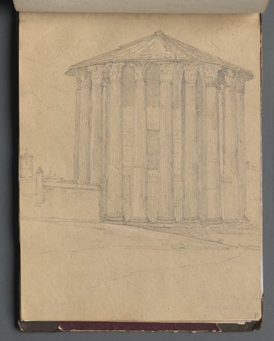 Roma ve Çevresi Manzaralı Albüm, Peyzaj Çalışmaları, sayfa 32a: Roma Tapınağı. by Franz Johann Heinrich Nadorp
