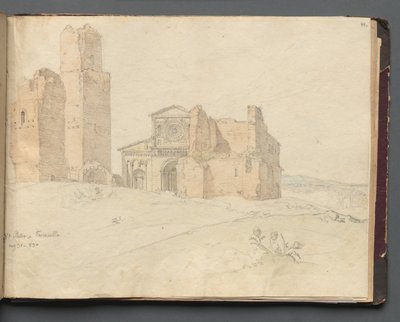 Roma ve Çevresi Manzaralı Albüm, Peyzaj Çalışmaları, sayfa 41a: St. Pietro, Toscanella. by Franz Johann Heinrich Nadorp