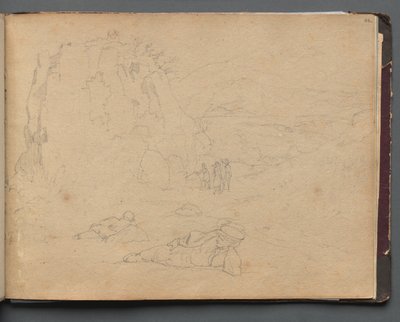 Roma ve Çevresi Manzaralı Albüm, Peyzaj Çalışmaları, sayfa 44a: Manzaradaki Figürler. by Franz Johann Heinrich Nadorp
