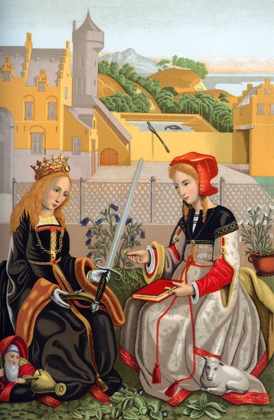 Aziz Catherine ve Aziz Agnes, 15. yüzyıl, 1870 by Franz Kellerhoven
