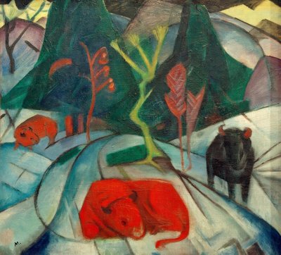 Kışın bizon (kırmızı bizon) by Franz Marc