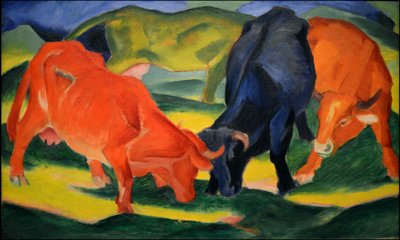 Dövüşen İnekler, 1911. by Franz Marc