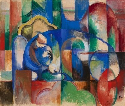Yalancı boğa. 1913 by Franz Marc