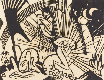 Uzlaşma (Versoehnung), 1912 (Japonya kağıdına siyah gravür) by Franz Marc